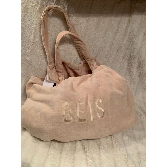 NWT BEIS Terry Towel Tote in BEIGE - Picture 5 of 6
